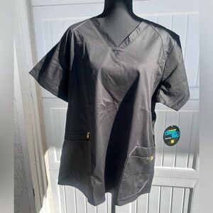 WonderWink Black V-Neck Scrub Top
